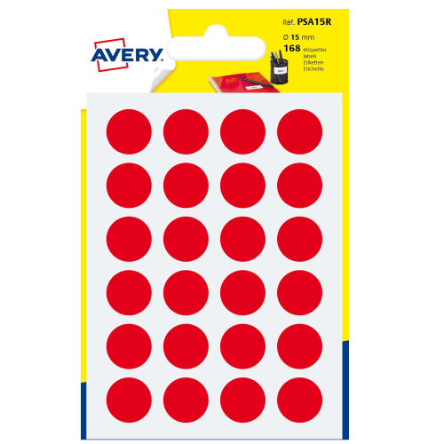 AVERY CONF 168 ETICHETTE ADESIVE ROTONDE DIAMETRO 15 mm ROSSO